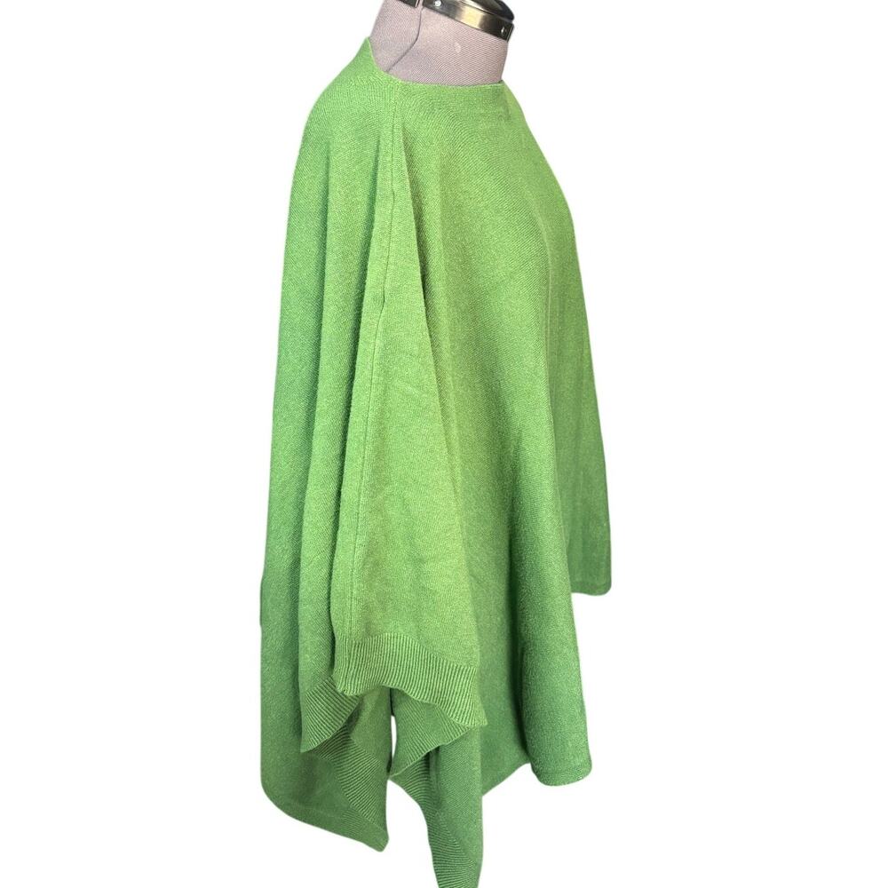 Made in Italy Green Boatneck Poncho Cashmere Blend One Size - Picture 4 of 6